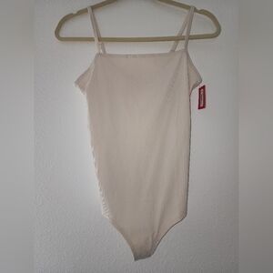 SPANX ribbed cami thong bodysuit sizeM color parchment NWT